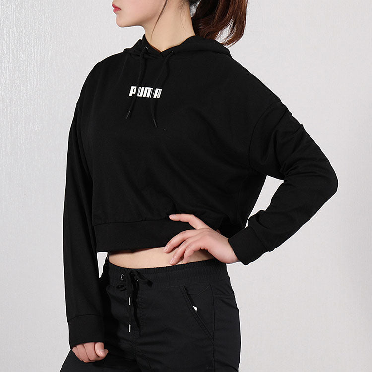 (WMNS) PUMA Logo Short Hoodie 'Black' 579612-01