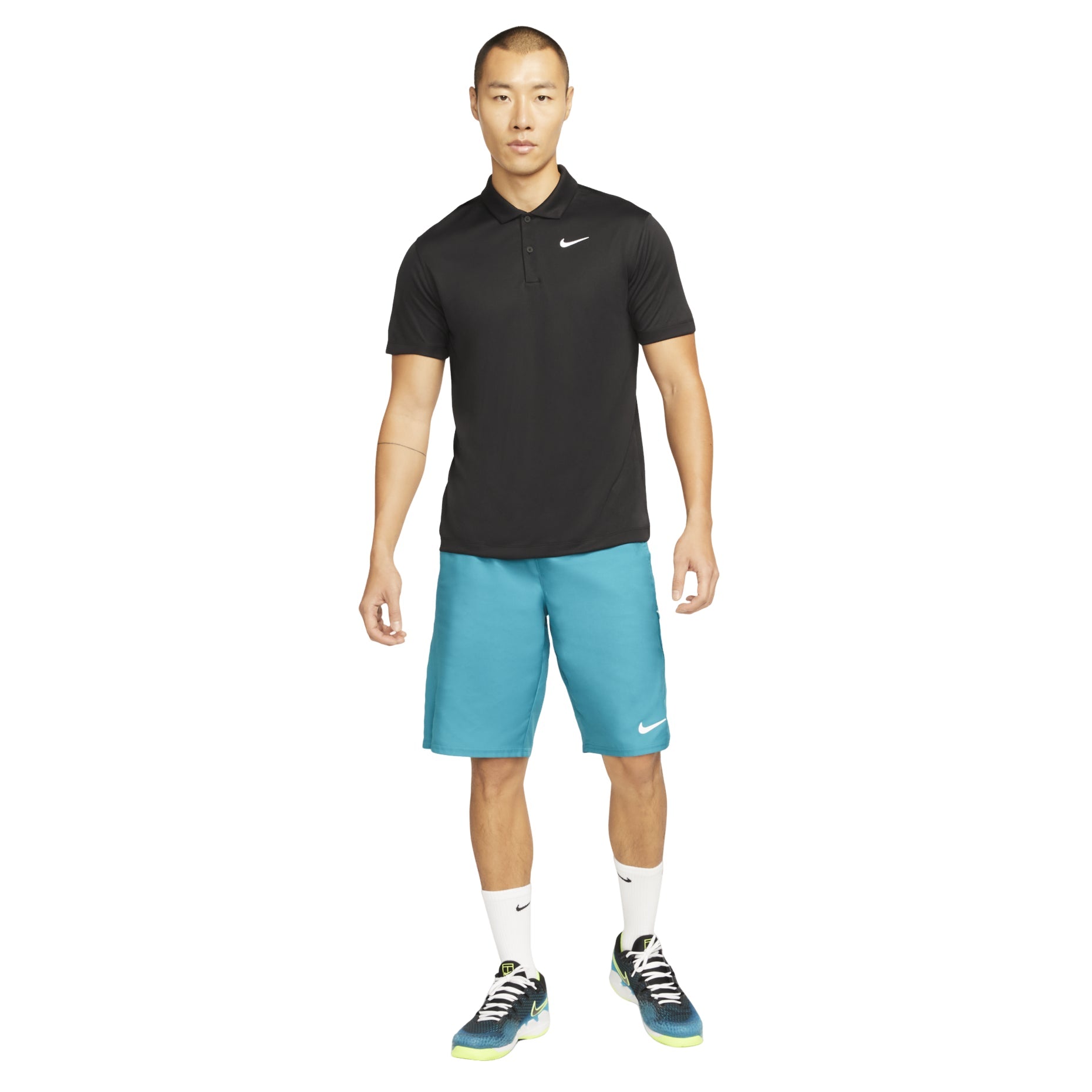 Men's Nike Solid Color Buckle Short Sleeve polo Black Polo Shirt DH0858-010