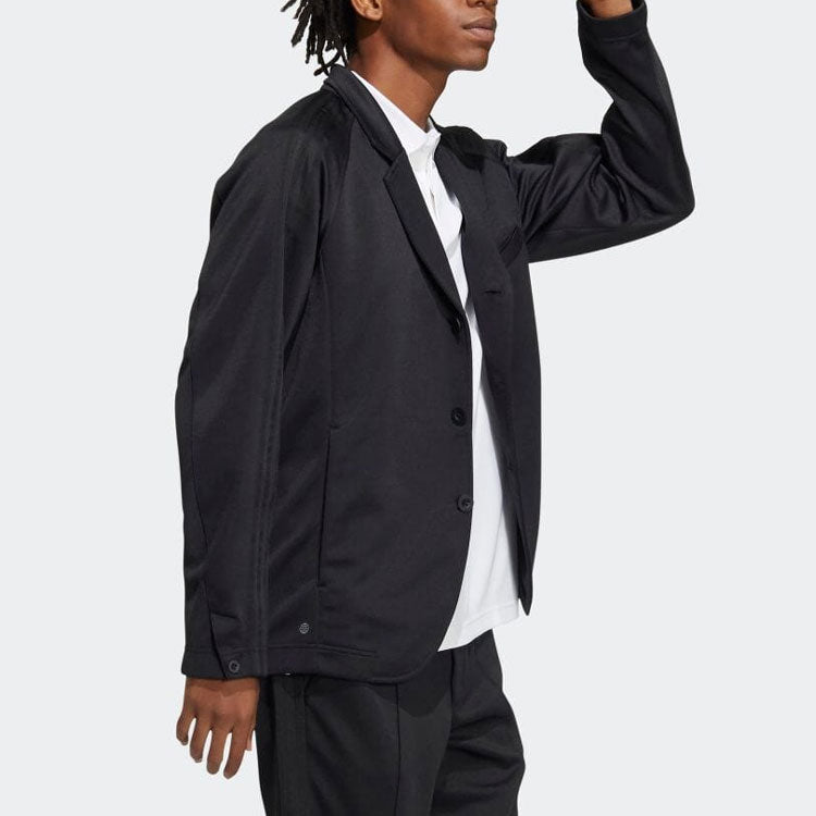 Men's adidas Solid Color Long Sleeves Jacket Black H64626