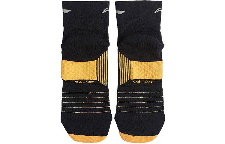 Li-Ning Mid Cut Socks 'Black Yellow' AWSS237-1