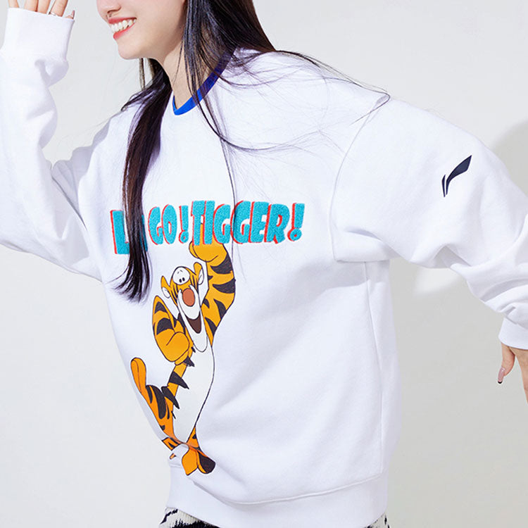 (WMNS) Li-Ning x Disney Crossover Sports Basketball Series Printing Loose Round Neck Pullover 'White' AWDRH37-2