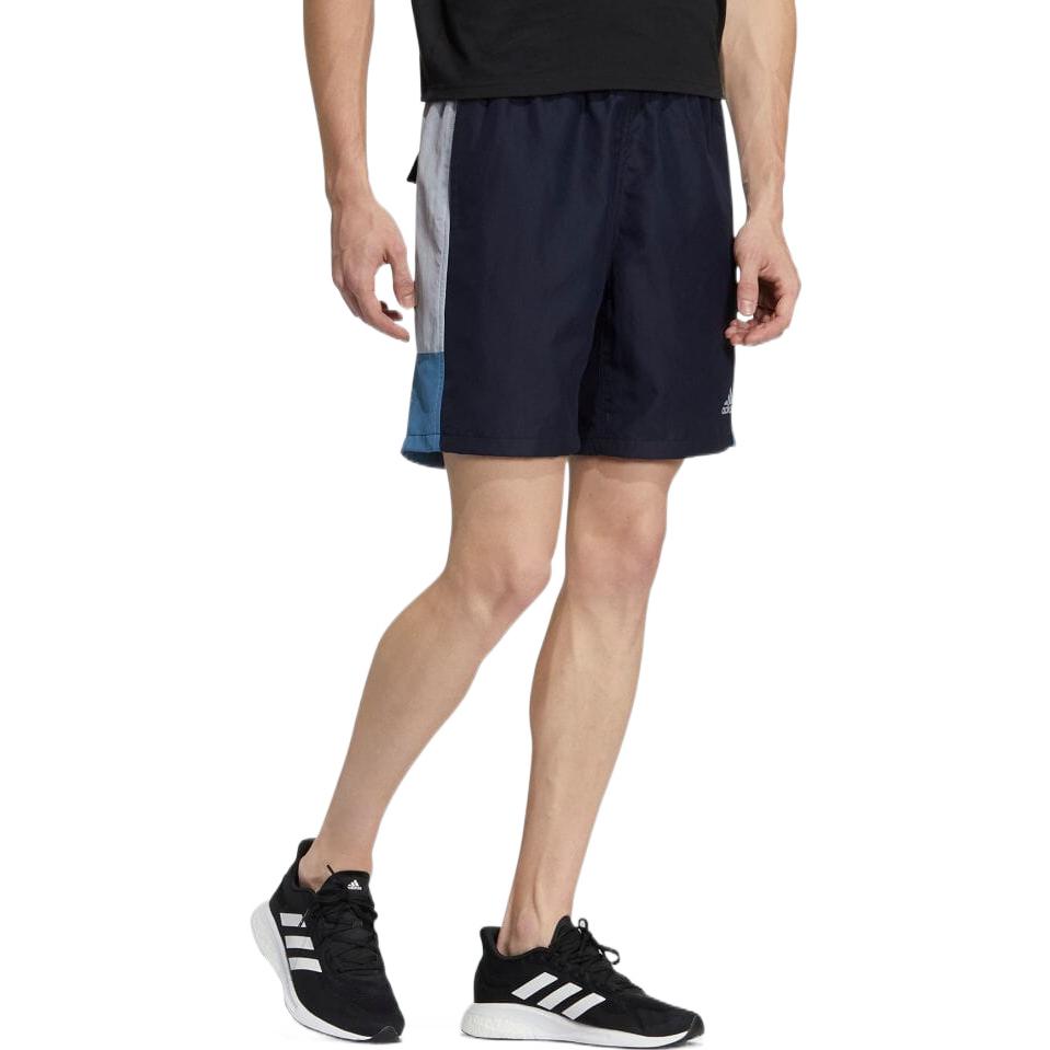 Men's adidas Solid Color Splicing Straight Shorts Blue HD0063