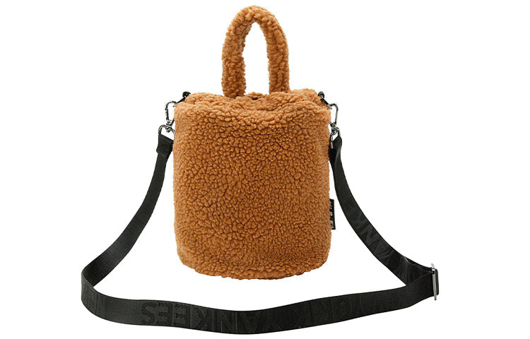 MLB LA Los Angeles Dodgers polar fleece Wool Bucket Bag handbag Brown 32BGDE011-07A