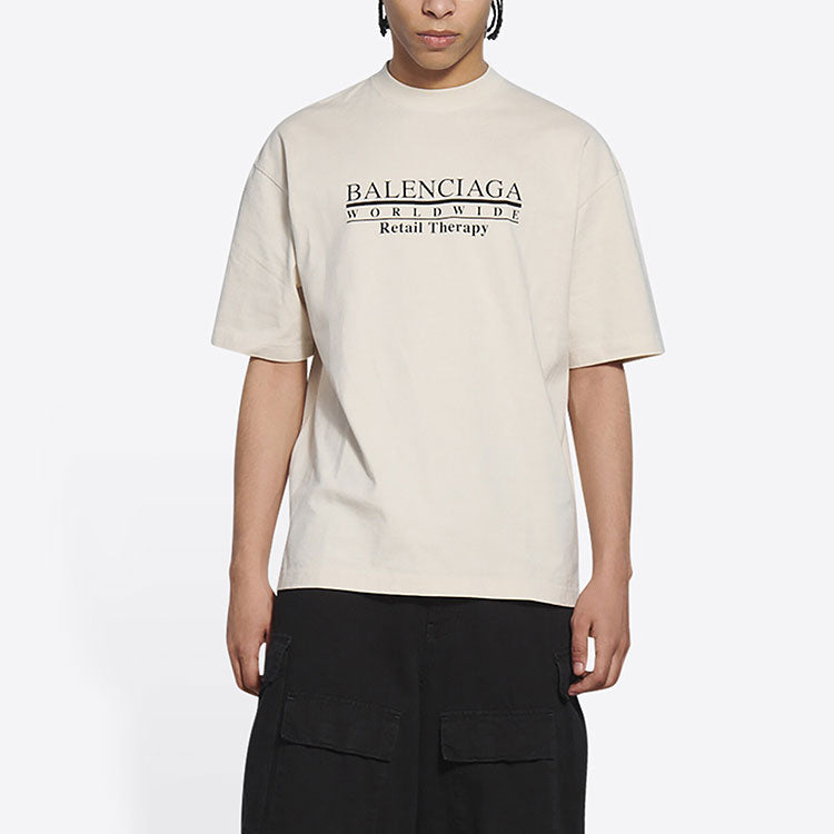 Balenciaga Retail Therapy Medium Fit T-Shirt 'Ivory Black' 612966TLVB19054