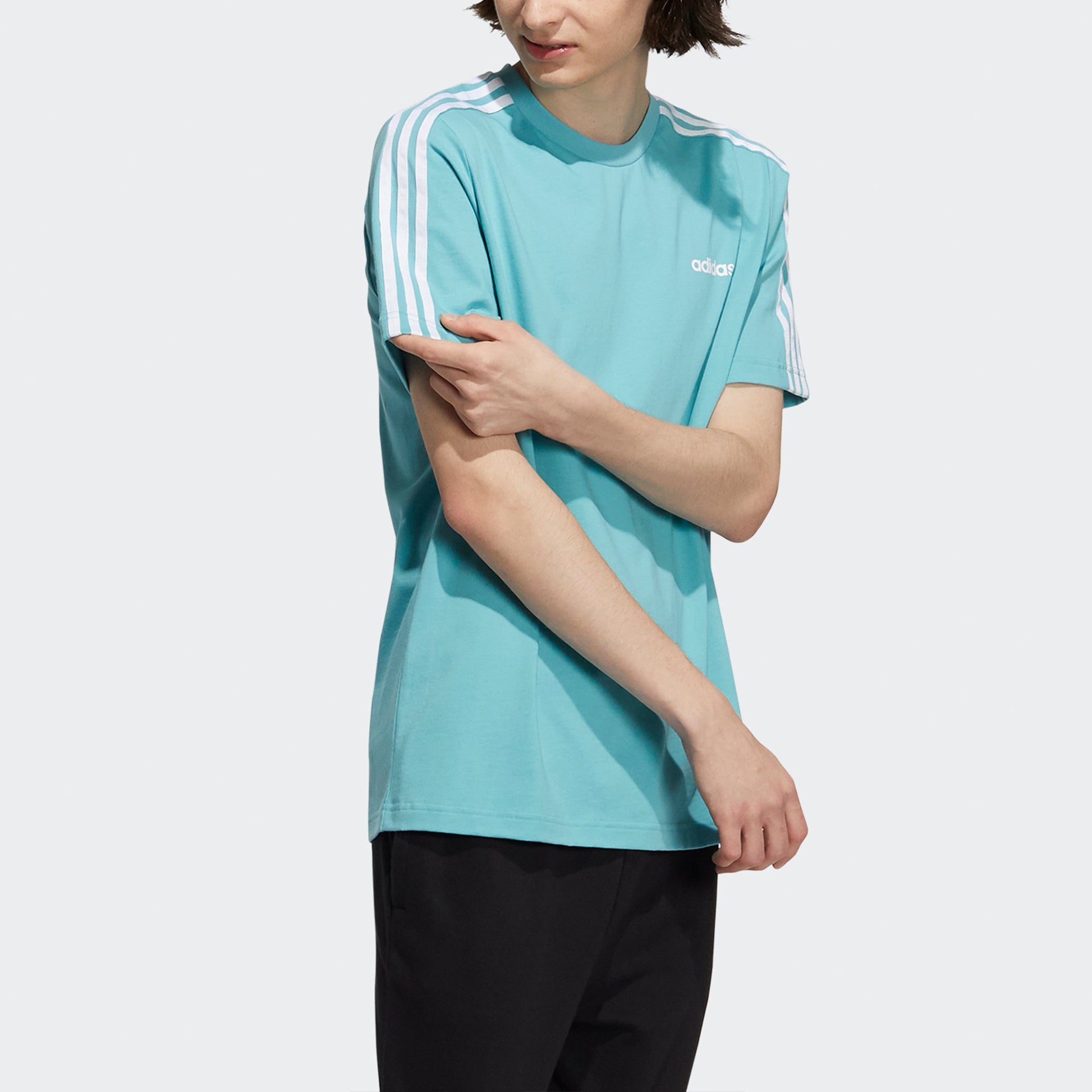 adidas neo M Ce 3s Tee Stripe Logo Sports Round Neck Short Sleeve Mint Green H14183