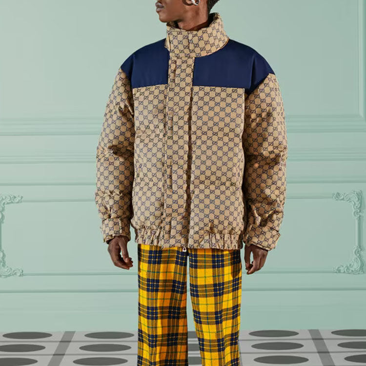 Gucci GG Canvas Goose Down Jacket 'Beige Navy' 715535-Z8A52-9120