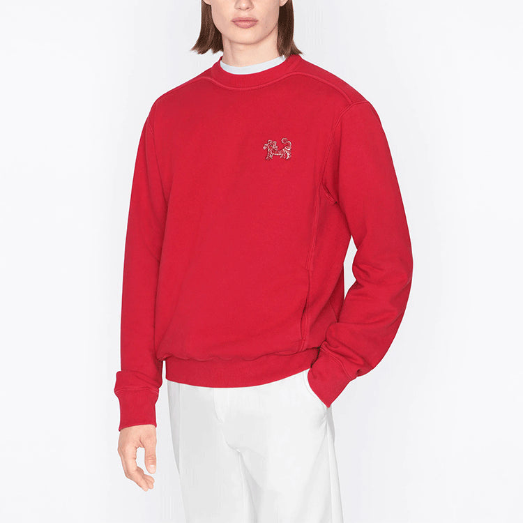 Men's DIOR x Kenny Scharf Crossover SS22 TIGER Printing Round Neck Long Sleeves Red 213J645A0531-C303