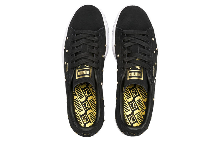 (WMNS) PUMA Pearl Studs Suede 'White Black Gold' 369934-01