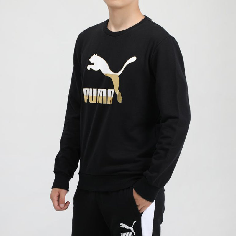 PUMA Classics Casual Printing Round Neck Black Gold Color 'Black Gold' 599296-51