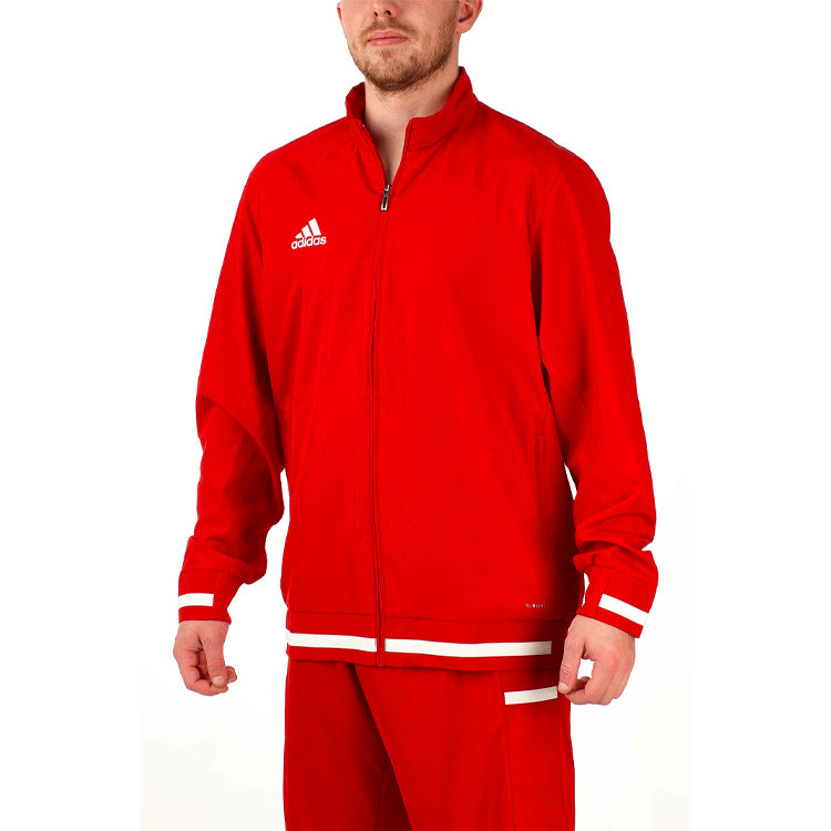 adidas Solid Color Zipper Sports Jacket Red DX7344
