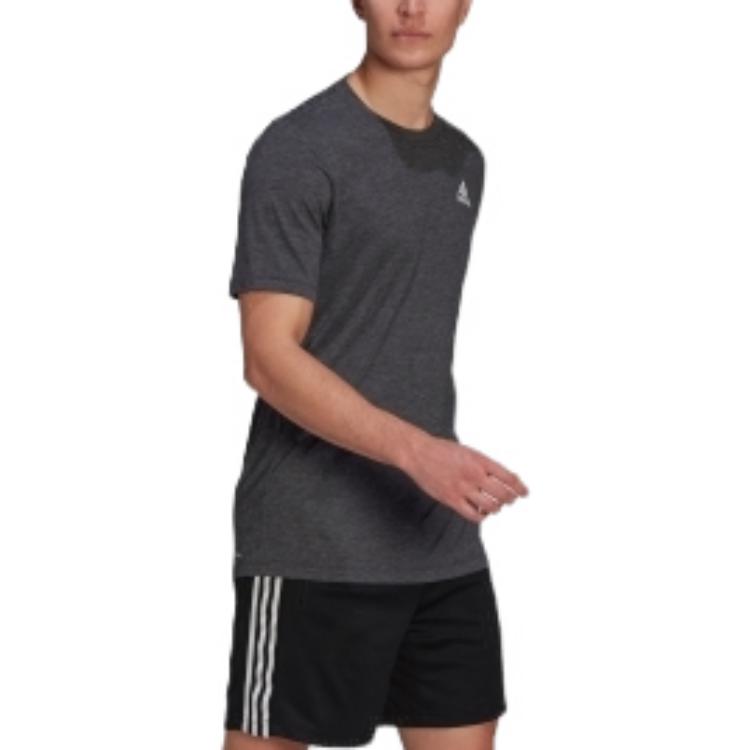 Men's adidas Solid Color Logo Printing Round Neck Pullover Short Sleeve Japanese Version Gray T-Shirt GR0506