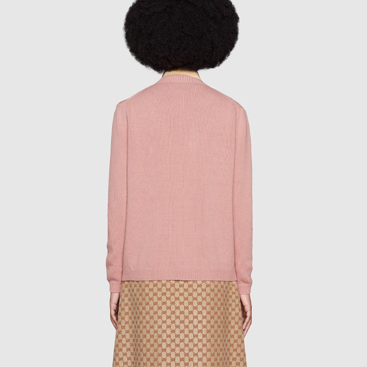 (WMNS) Gucci Wool Jumper With Cat Patch 'Antique Rose' 662173-XKBYI-6183