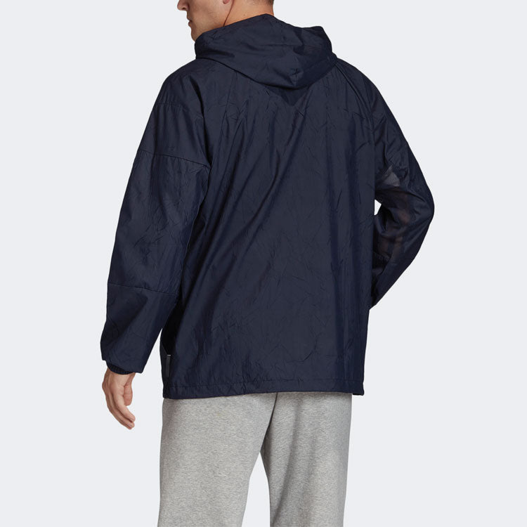 adidas Casual Sports hooded Logo Jacket Navy Blue FR8289