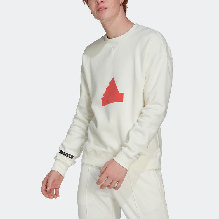 Men's adidas Contrasting Colors Pattern Printing Round Neck Long Sleeves Pullover Beige HG2077
