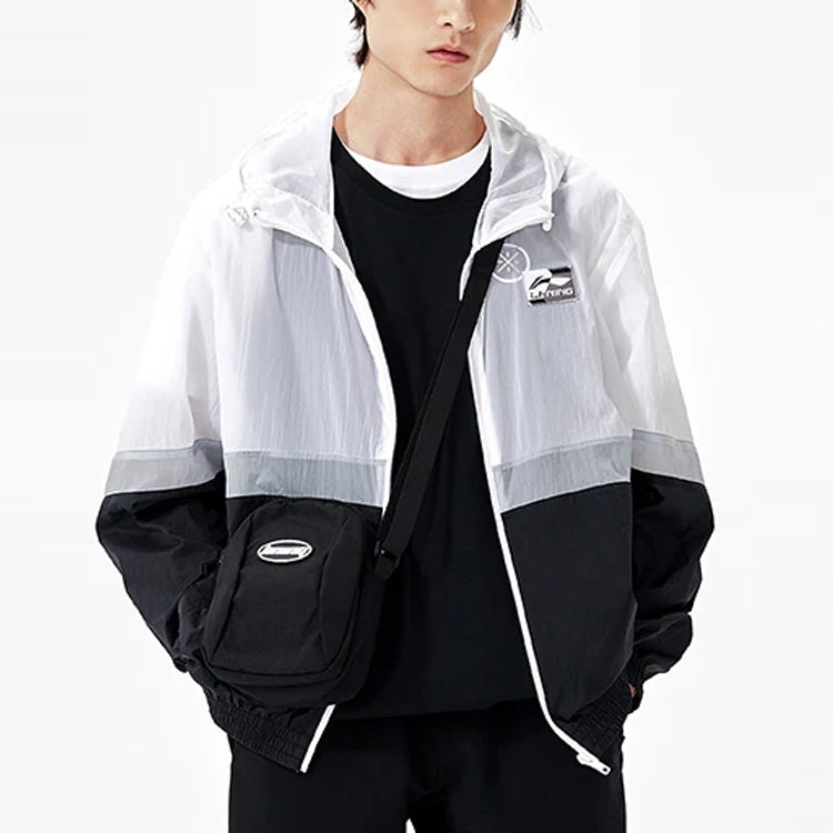 Li-Ning Logo Color Block Woven Windbreaker 'White Grey Black' AFDS309-3