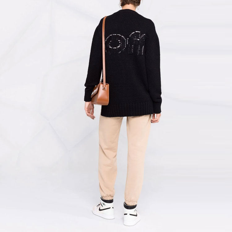 (WMNS) Off-White Logo Floating Cardigan 'Black' OWHB018F21KNI0011001