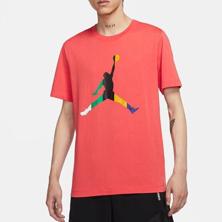Men's Air Jordan Sport Dna Jumpman Round Neck Short Sleeve Coral Red T-Shirt CU1975-631