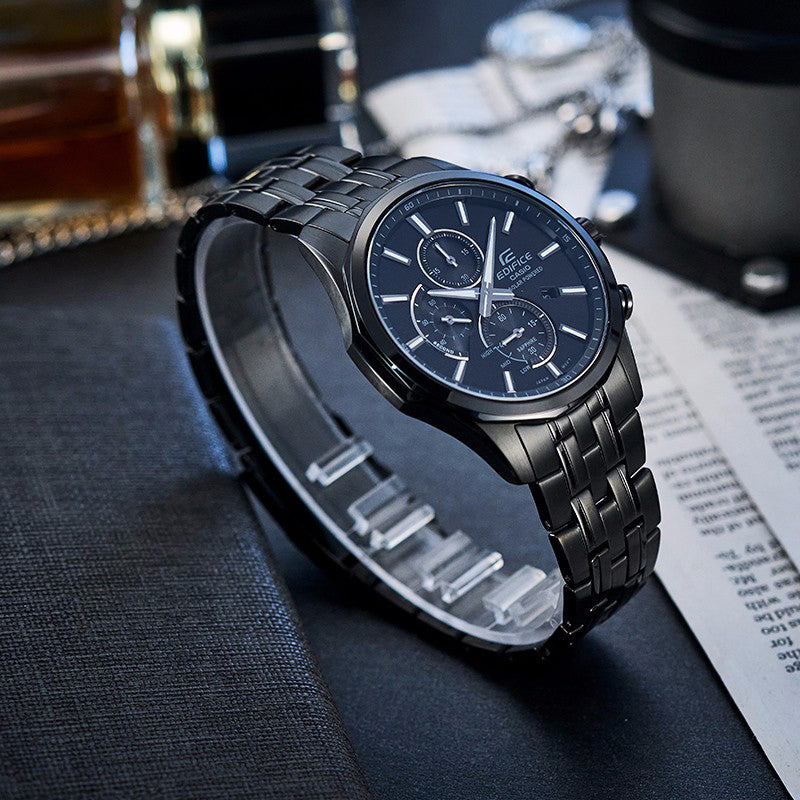 CASIO Waterproof EDIFICE Sapphire Crystal Mens Black Analog EFB-670SBC-1AVUPR
