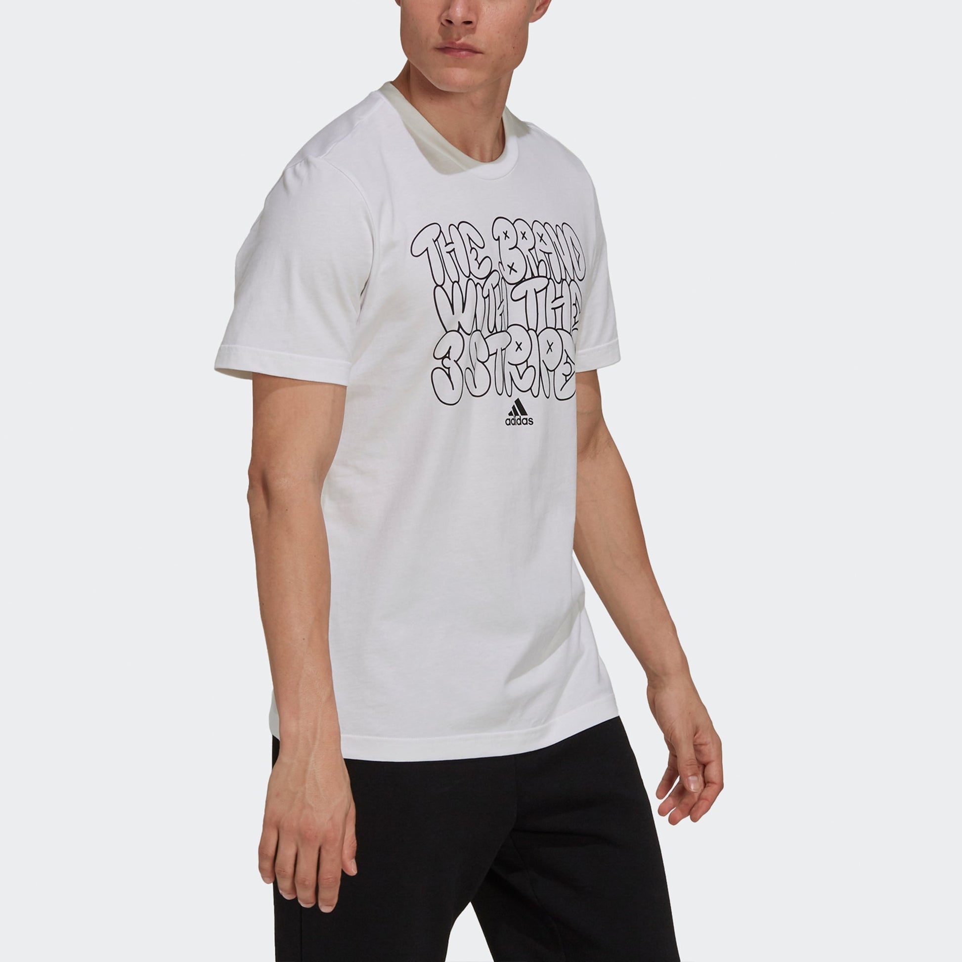 adidas M Ddlbmb S G T Alphabet Printing Sports Round Neck Short Sleeve White GS4004