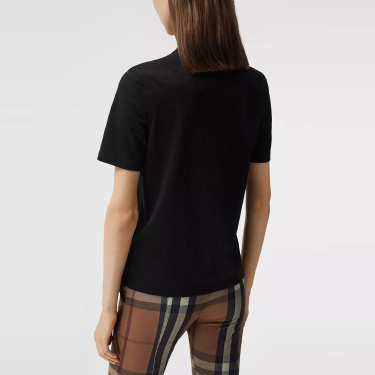 Burberry Logo Pattern Cotton Short Sleeve Black 80360241