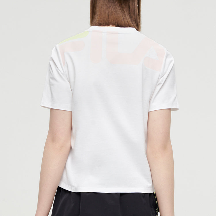 FILA FUSION Funny Printing Loose Sports Knit Short Sleeve White T11W125111F-WT