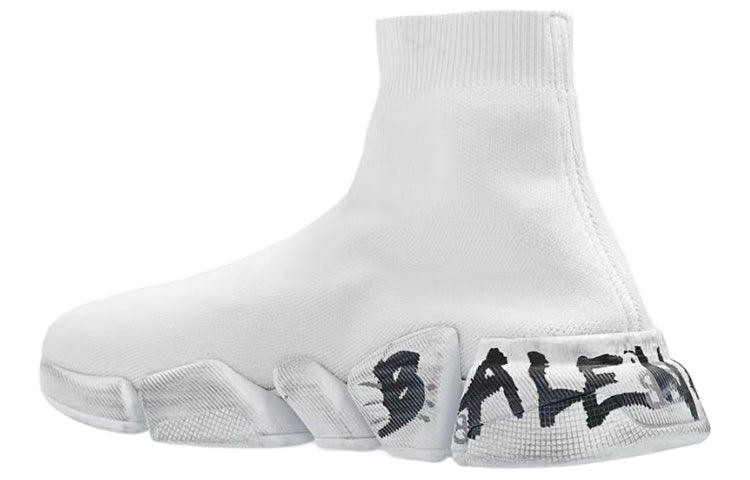 Balenciaga Speed 2.0 Sneakers 'White Knit with Black Graffiti' 617239W2DD42091