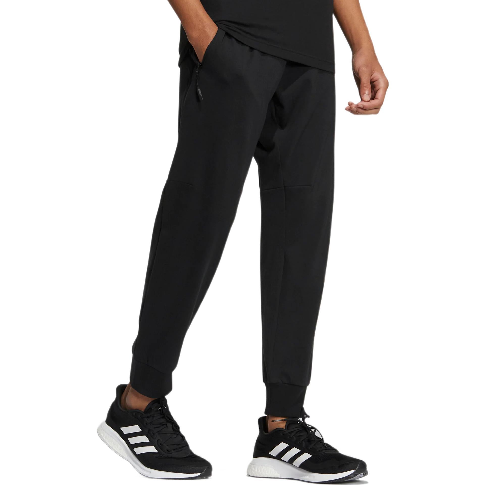 Men's adidas Solid Color Elastic Waistband Sports Pants/Trousers/Joggers Black HE5152