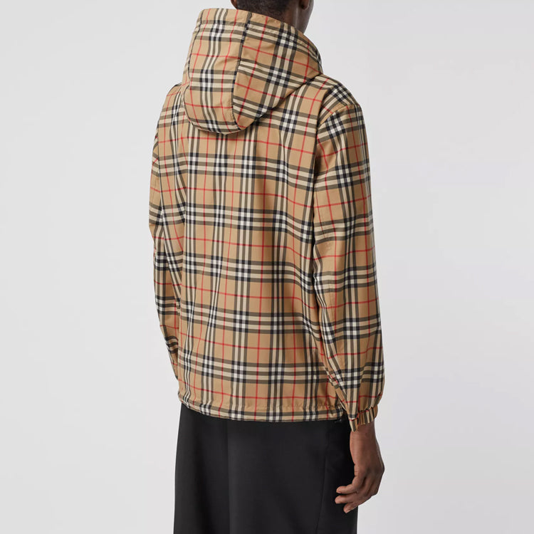 Men's Burberry Vintage Double Sided Classic Plaid Cozy Jacket Valentine's Day Beige 80270971