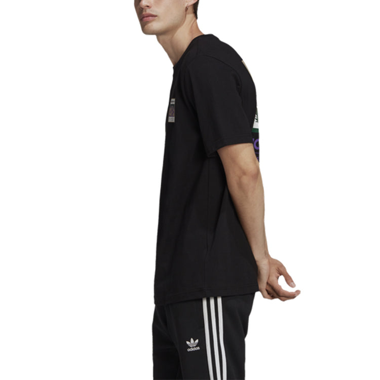 adidas originals Adiplore Gfx T Back Pattern Printing Casual Short Sleeve Black GV0966