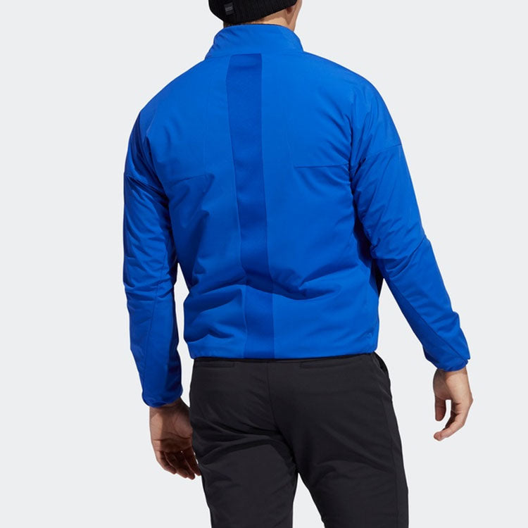 Men's adidas Solid Color Zipper Stand Collar Jacket Blue FS6952