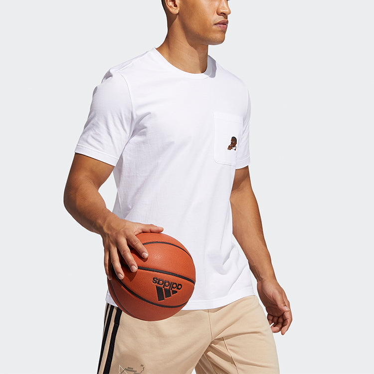 adidas Dame Avatar Pkt Lillard Basketball Sports Pocket Loose Round Neck Short Sleeve White GP3436