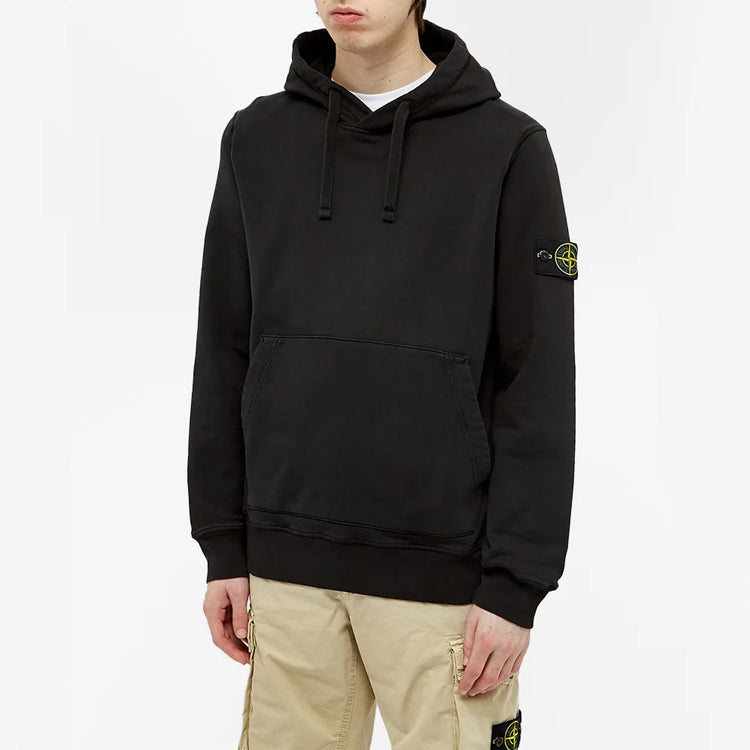 STONE ISLAND Garment Dyed Popover Hoodie 'Black' 741564151-V0029