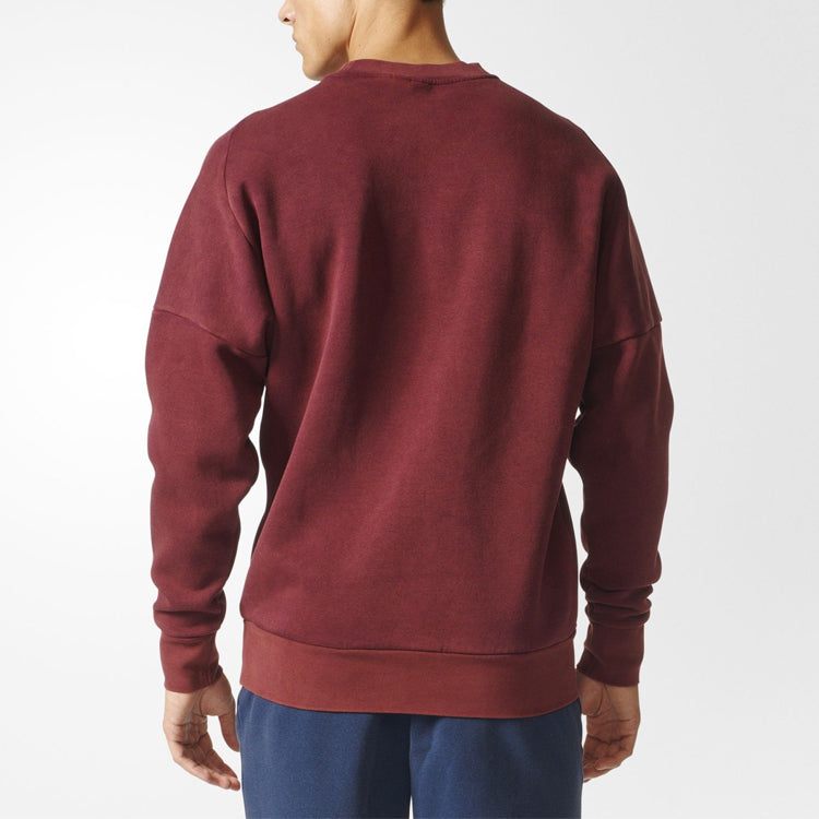 Men's adidas Logo Casual Sports Round Neck Pullover Red S98763