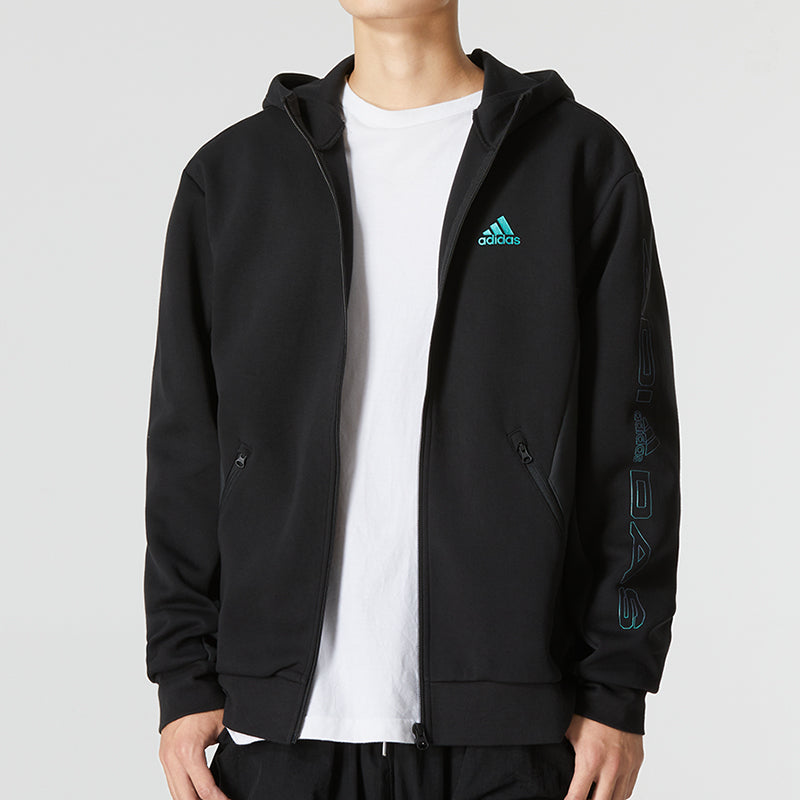 Men's adidas St Blok Knjkt Athleisure Casual Sports Solid Color Hooded Jacket Black HM2992