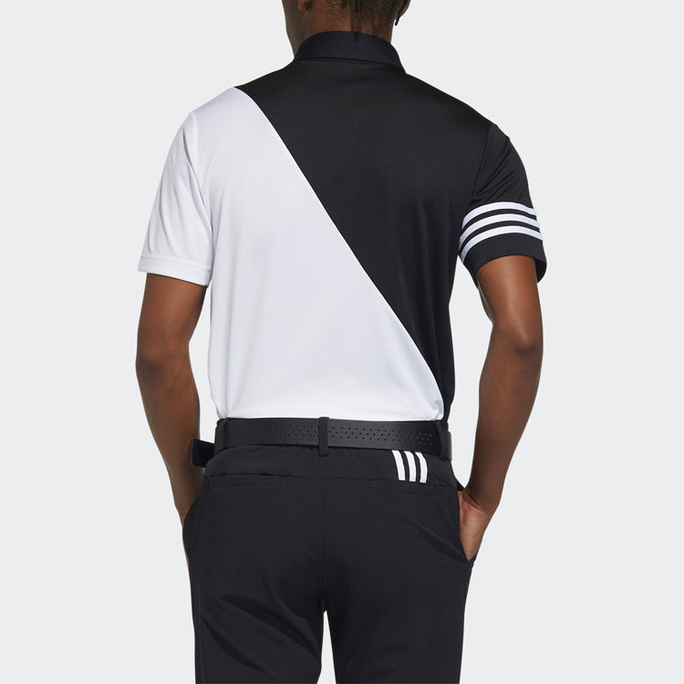 adidas Tr Polo Ss Contrasting Colors Casual Golf Short Sleeve Polo Shirt Black White Colorblock GM3659