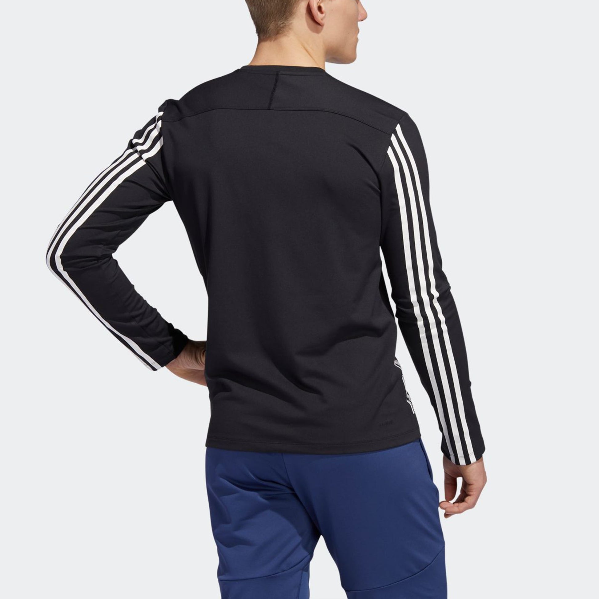 adidas Sha Gold Crew Sports Training Breathable Stripe Round Neck Pullover Black FS4257
