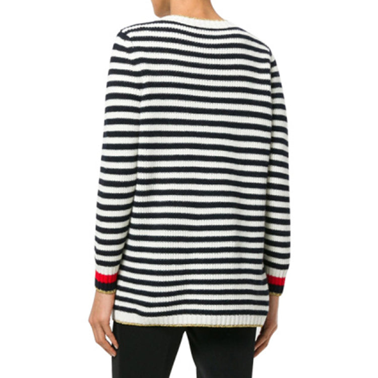 (WMNS) Gucci Striped Wool-Blend Knitted Sweater For Black/White 478216-X9M76-4367