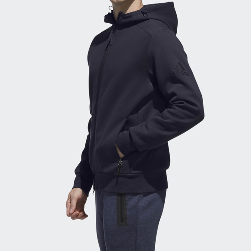 adidas Htt Double Knit Hooded Jacket Navy Blue DW4592