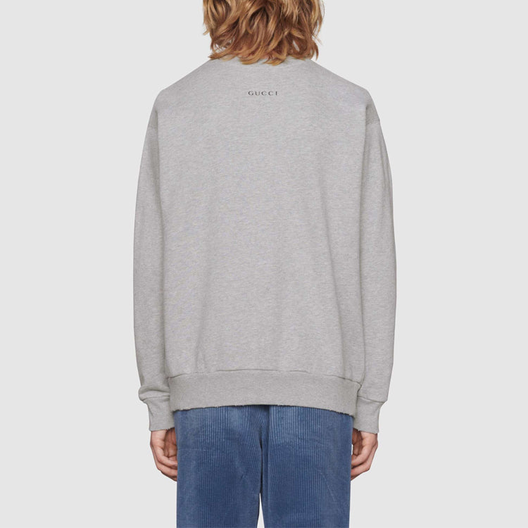 Gucci x Disney Crossover Donald Duck Cartoon Printing Round Neck Pullover Gray 623245-XJDAJ-1230
