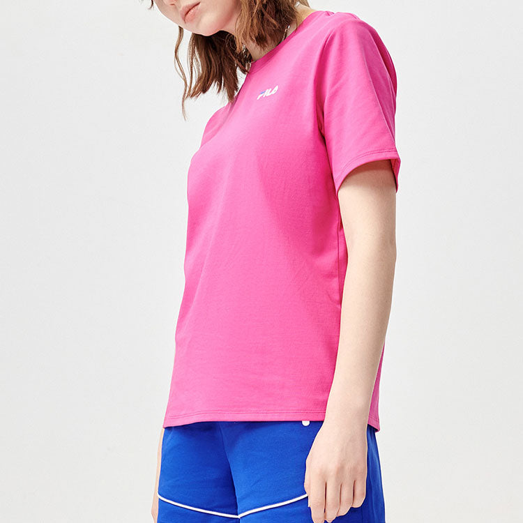 (WMNS) Fila Printing Round Neck Loose Short Sleeve Rose Purple T11W122109F-PC