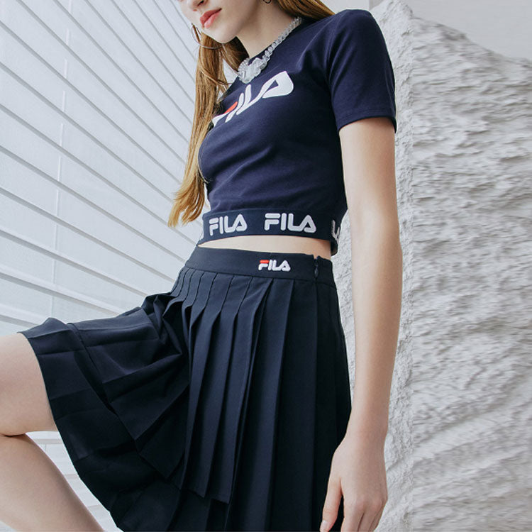 (WMNS) FILA Logo Printing Round-neck Tee Blue F11W138105F-NV