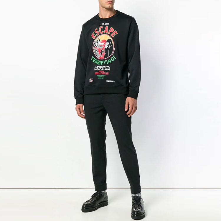 KENZO Unisex Printing Round-neck Sweatshirt Black F865SW1944MA-99
