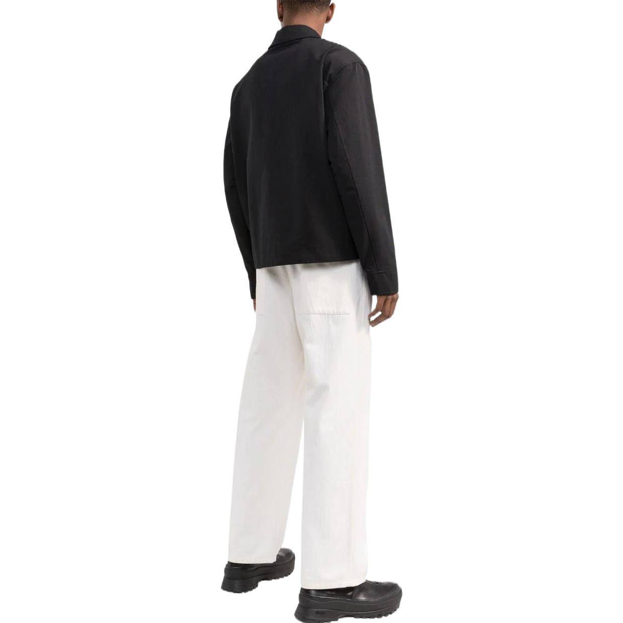 Men's Off-White Embroidered Pattern Zipper Black Jacket OMEA313S22FAB0011020