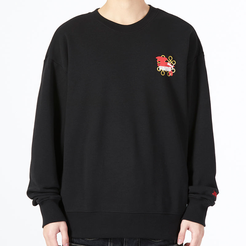 PUMA Essentials CNY Graphic Crew 'Black' 677414-01