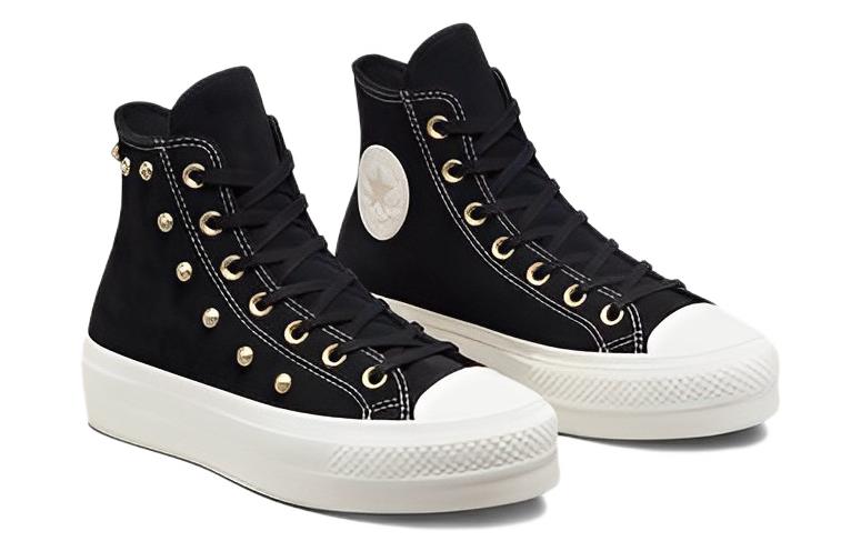 (WMNS) Converse Chuck Taylor All Star Lift Platform Suede Studs High Top 'Black' A04271C
