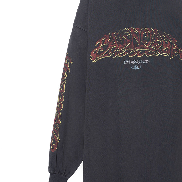 Balenciaga Offshore Long Sleeve T-shirt Oversized 'Black Faded' 739027TPVM81568