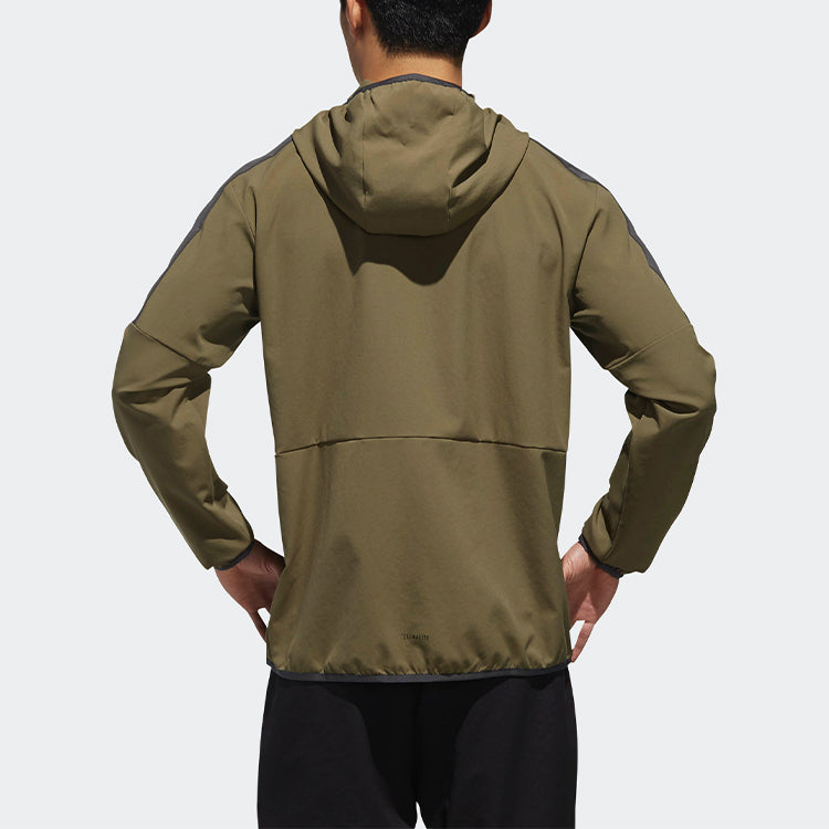adidas Casual Sports Contrasting Colors hooded Woven Jacket Khaki Brown DV1043