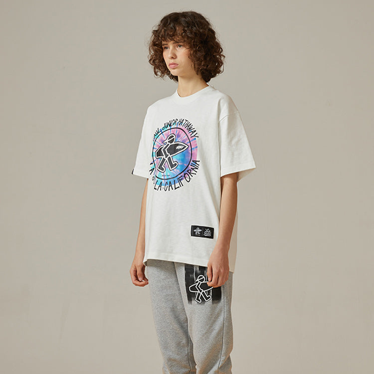 PJs Vigor Multi-Color Pattern Printing Short Sleeve Unisex White 20SSTS1020-P