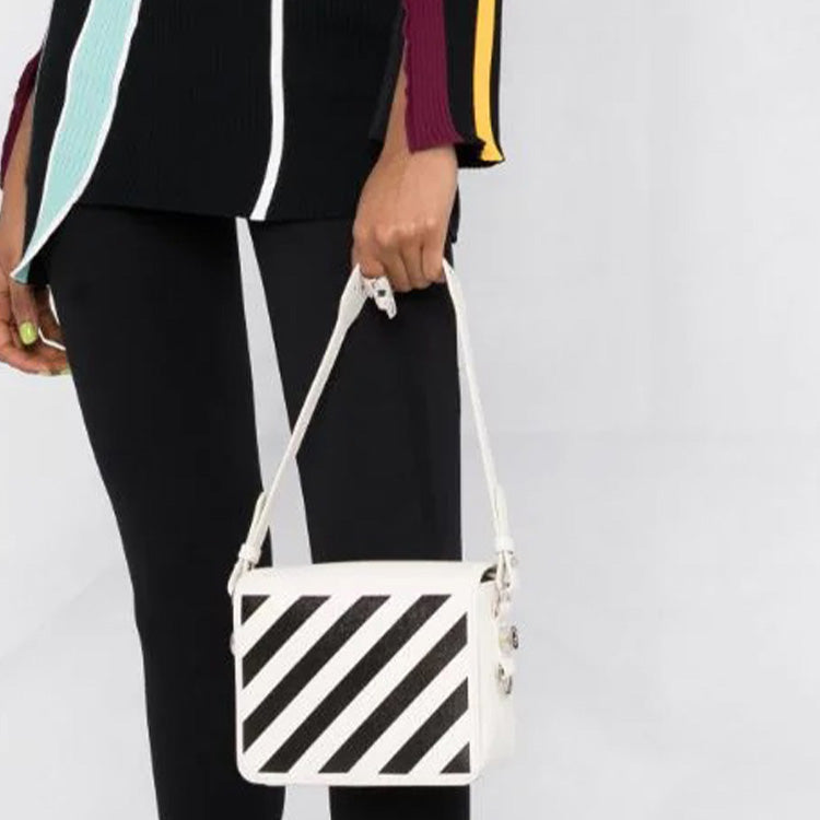 (WMNS) Off-White Diag Logo-plaque Shoulder Bag 'White Black' OWNN018F21LEA0030110