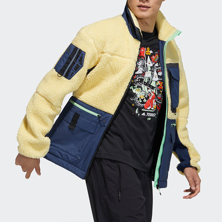 adidas Urban Sherp Jkt Double Sided Splicing Zipper Stand Collar Outdoor Colorblock Sports Jacket Orange Yellow GV3524